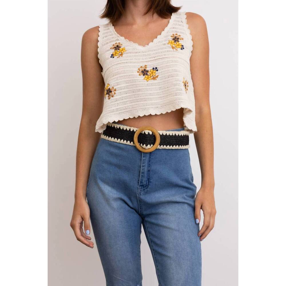 NEW LETO whipstitch raffia belt in black